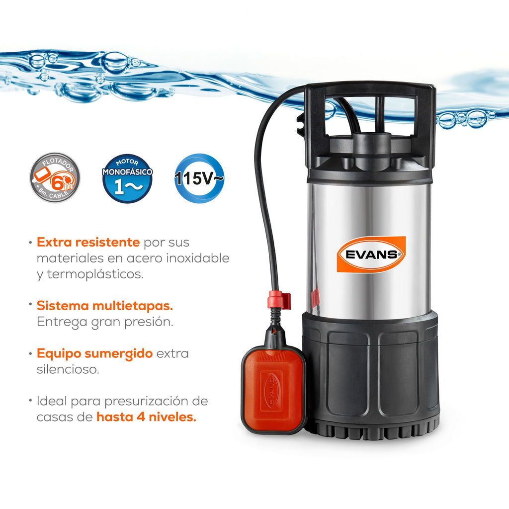Bomba Sumergible Doméstica 1 HP 13GPM Evans